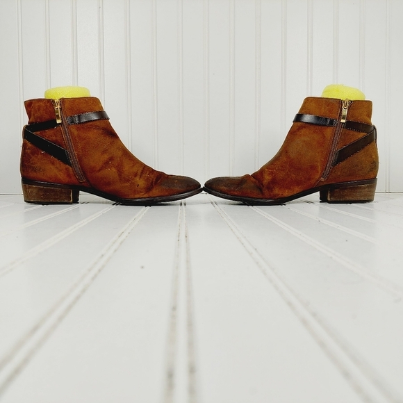 Franco Sarto Santos Brown Leather Boots With Buckle and Side Zip H361 - Picture 7 of 12